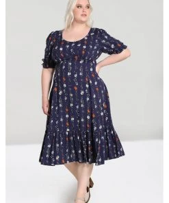New In Hell Bunny Asta Floral 70's Maxi Dress Blue