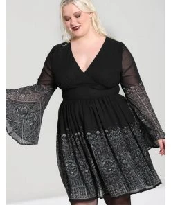 New In Hell Bunny Secret Gate 40's Dress Black