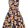Hell Bunny Sunflower 40's Pinafore Swing Dress Blue New In