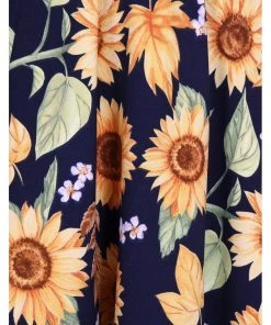 Hell Bunny Sunflower 40's Pinafore Swing Dress Blue New In