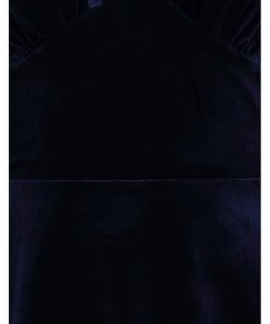 Hell Bunny Orion Velvet 40's Mid Dress Navy Blue