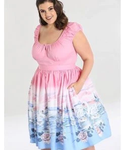Hell Bunny Swan 50's Swing Skirt Pink New In