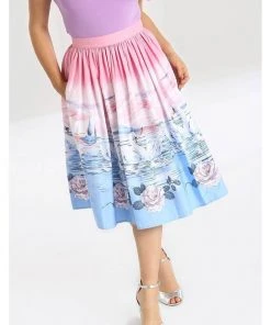 Hell Bunny Swan 50's Swing Skirt Pink New In