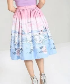 Hell Bunny Swan 50's Swing Skirt Pink New In
