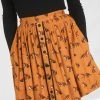 New In Hell Bunny Vixey Fox 60's Skirt Brown