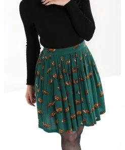 Hell Bunny Vixey Fox 60's Skirt Dark Green