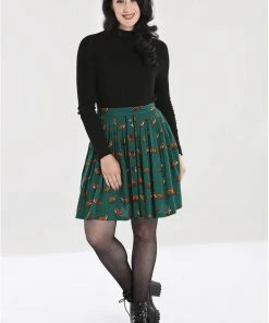 Hell Bunny Vixey Fox 60's Skirt Dark Green