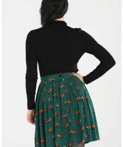 Hell Bunny Vixey Fox 60's Skirt Dark Green