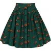 Hell Bunny Vixey Fox 60's Skirt Dark Green