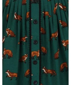 Hell Bunny Vixey Fox 60's Skirt Dark Green