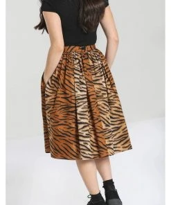 Hell Bunny Tora Tiger 50's Swing Skirt Brown