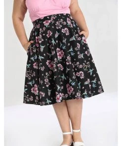 Hell Bunny Madison Hummingbird 50's Swing Skirt Black