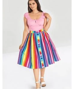 New In Hell Bunny Over The Rainbow 50's Swing Skirt Multi