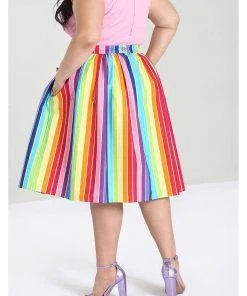 New In Hell Bunny Over The Rainbow 50's Swing Skirt Multi