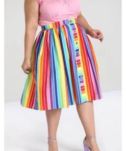 New In Hell Bunny Over The Rainbow 50's Swing Skirt Multi