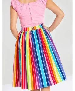New In Hell Bunny Over The Rainbow 50's Swing Skirt Multi
