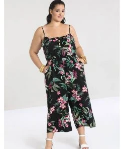 Hell Bunny Kalani 40's Jumpsuit Black New In