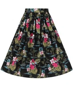 Hell Bunny Noa Noa Tiki 50's Swing Skirt Black
