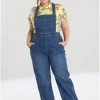 Hell Bunny Betty Bee 40's Denim Dungarees Blue