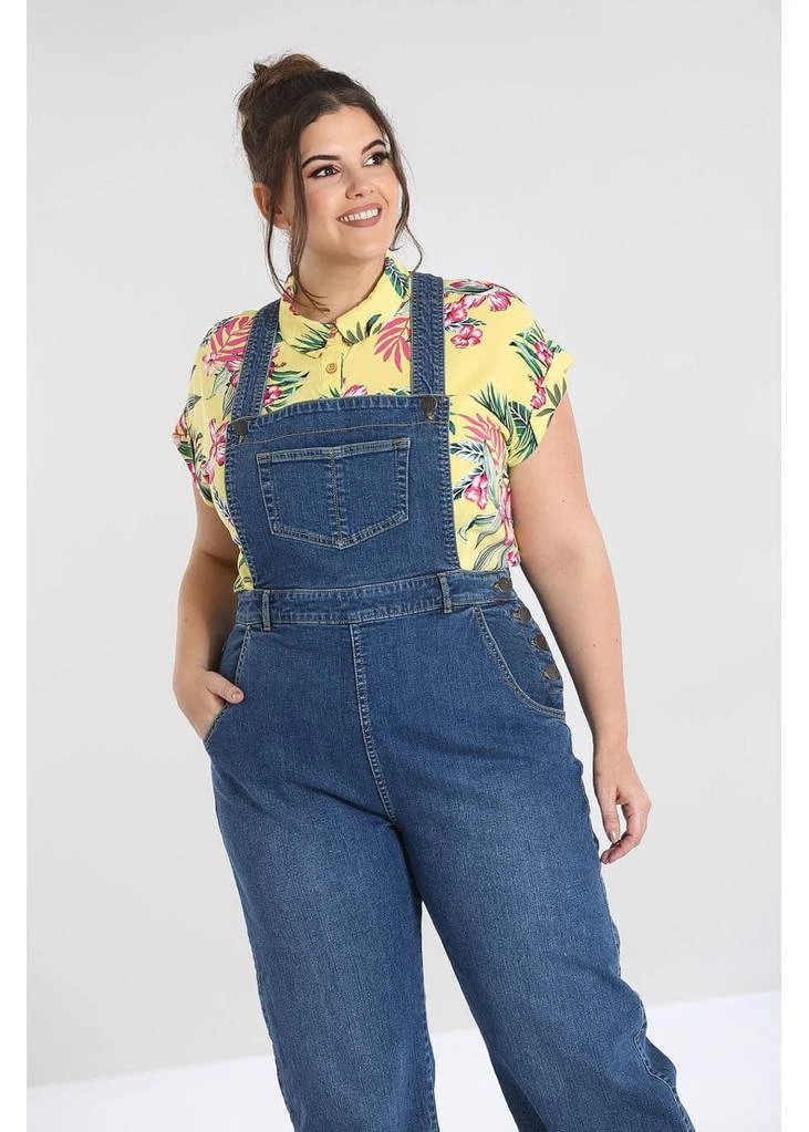 Hell Bunny Betty Bee 40's Denim Dungarees Blue