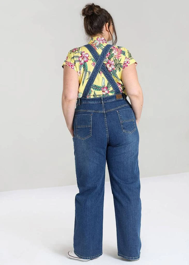 Hell Bunny Betty Bee 40's Denim Dungarees Blue