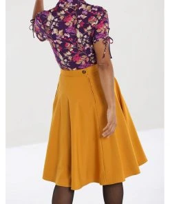 Hell Bunny Amelie 50's Swing Skirt Mustard