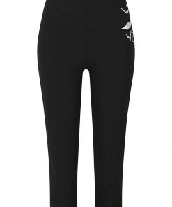 Hell Bunny Full Moon Bats Capri Trousers Black