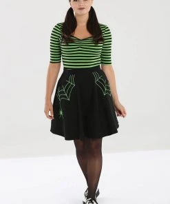 Hell Bunny Miss Muffet Spider Skirt Black Green New In