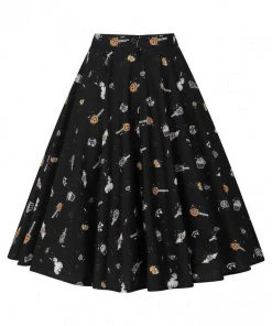 Hell Bunny Trick Or Treat 50's Swing Skirt Black