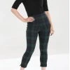 Hell Bunny Evelyn Tartan 40's Cigarette Trousers Green