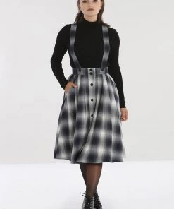 Hell Bunny Eddystone Pinafore 60's Swing Skirt Grey New In