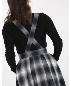 Hell Bunny Eddystone Pinafore 60's Swing Skirt Grey New In