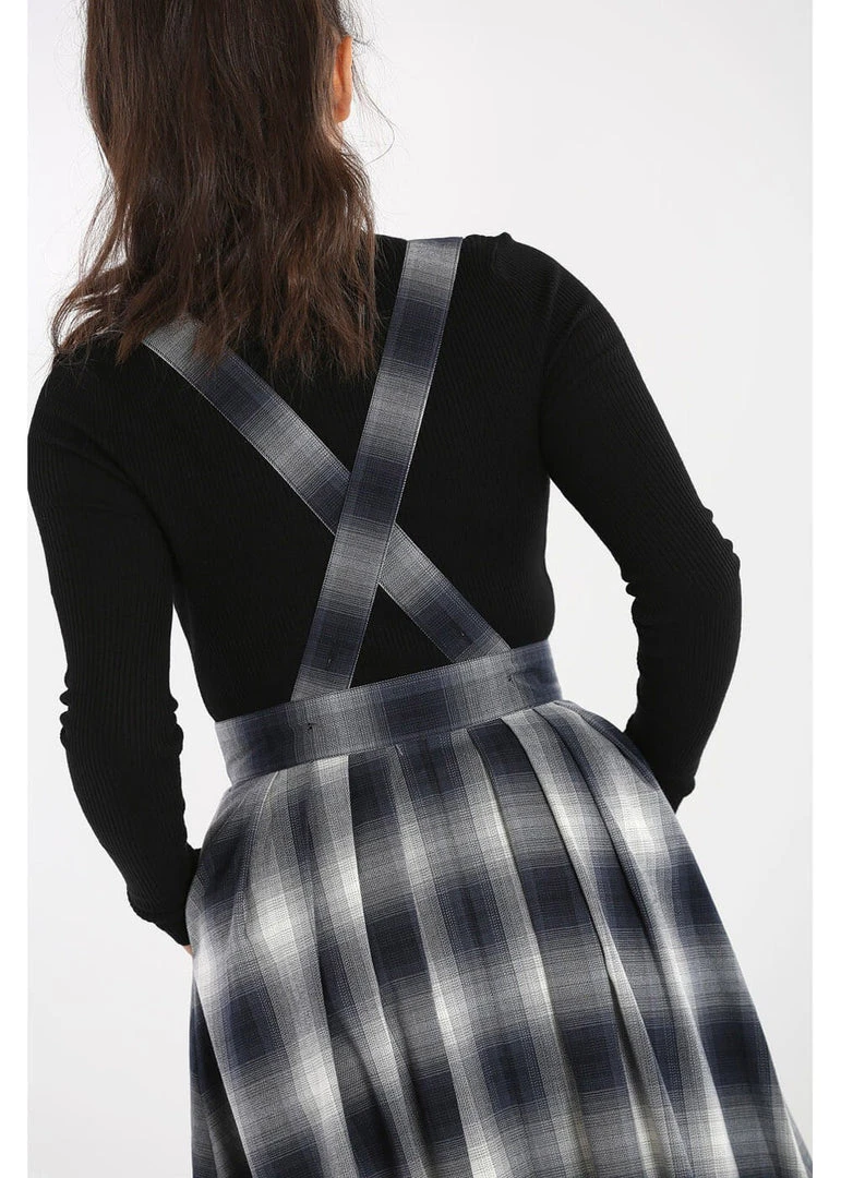 Hell Bunny Eddystone Pinafore 60's Swing Skirt Grey New In