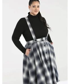 Hell Bunny Eddystone Pinafore 60's Swing Skirt Grey New In