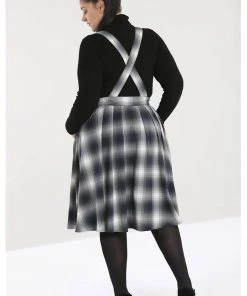 Hell Bunny Eddystone Pinafore 60's Swing Skirt Grey New In