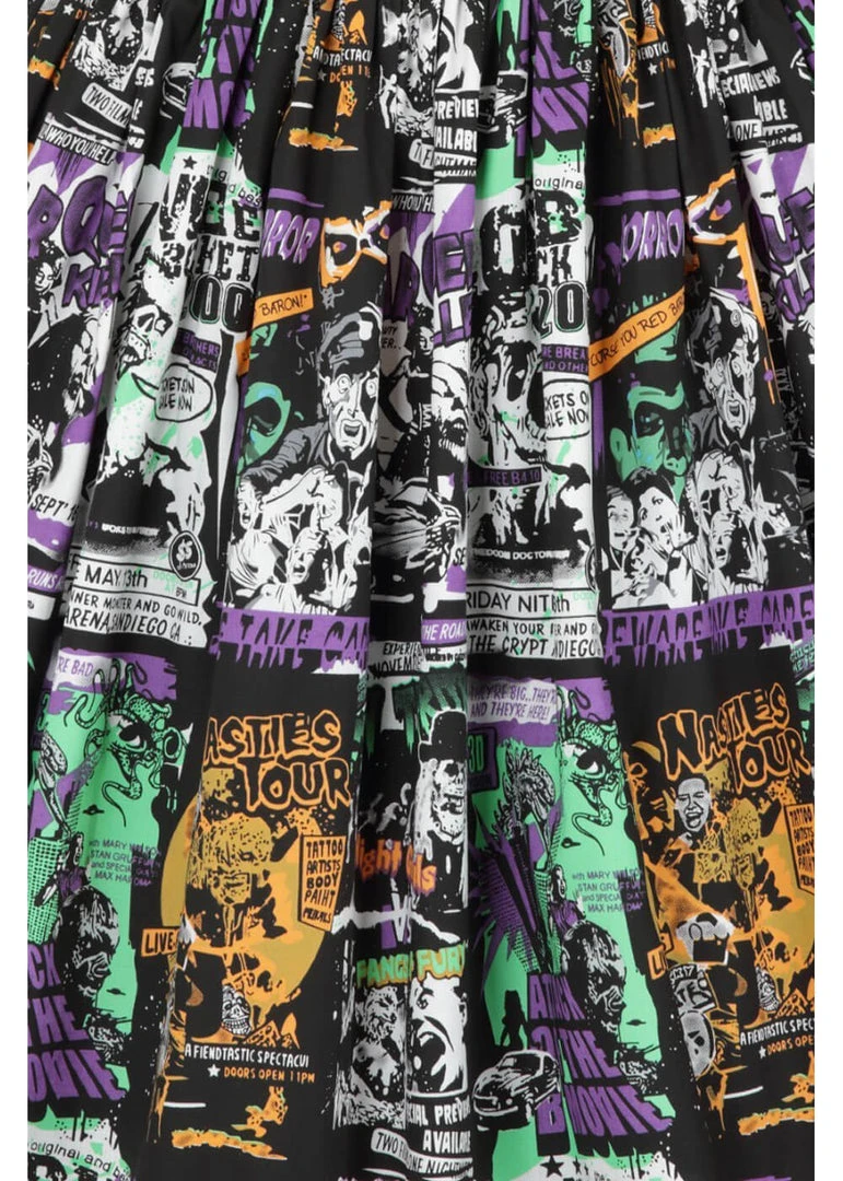 New In Hell Bunny Be Afraid Halloween 50's Swing Skirt Multi