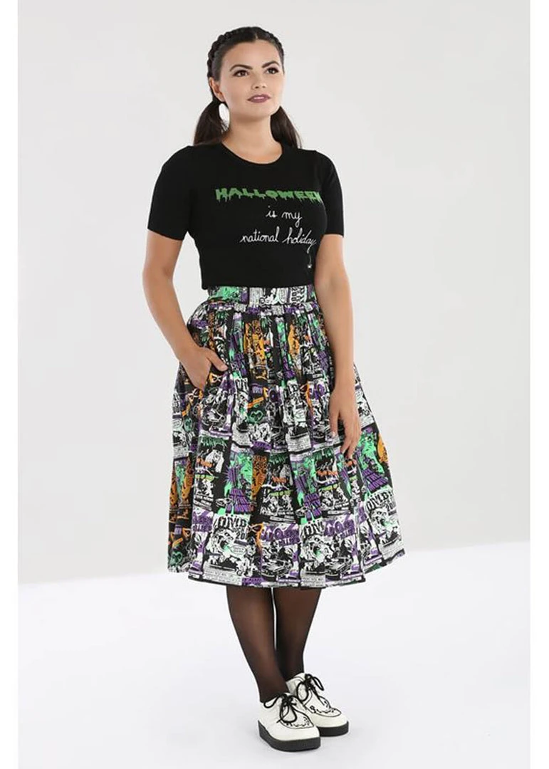 New In Hell Bunny Be Afraid Halloween 50's Swing Skirt Multi