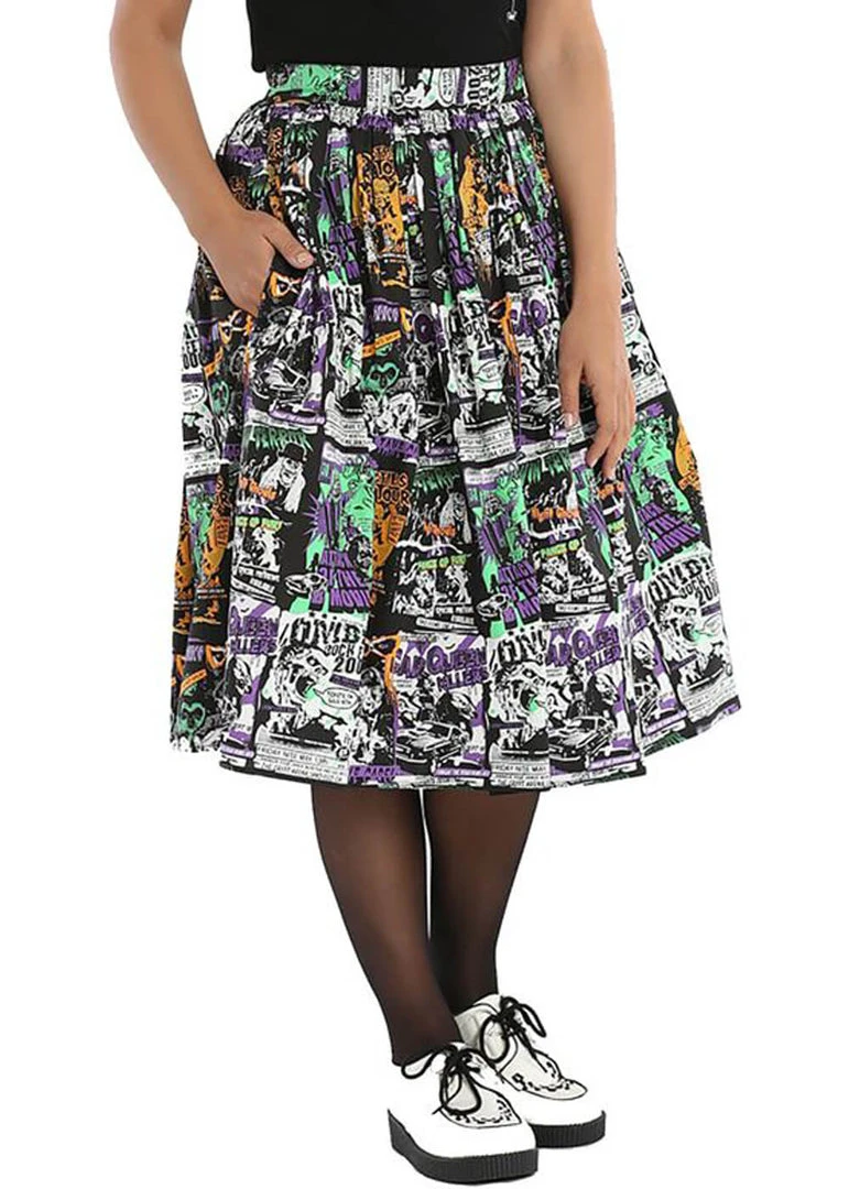 New In Hell Bunny Be Afraid Halloween 50's Swing Skirt Multi