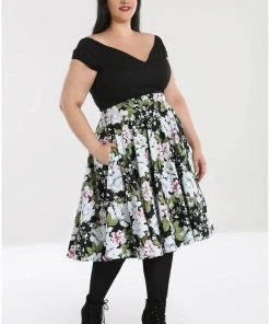 Hell Bunny Alba Swing Skirt Black New In