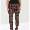 New In Hell Bunny Clash Tartan Skinny Trousers Red