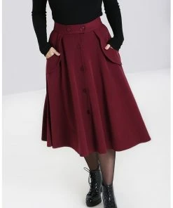 Hell Bunny Carlie 50's Swing Skirt Burgundy