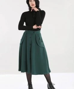 New In Hell Bunny Carlie 50's Swing Skirt Dark Green