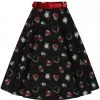 Hell Bunny Petals Hearts 50's Swing Skirt Black