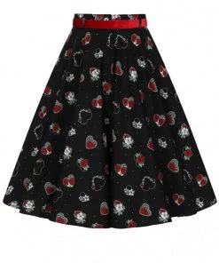 Hell Bunny Petals Hearts 50's Swing Skirt Black