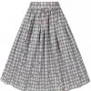 Hell Bunny Hopper Gingham 50's Swing Skirt Grey New In