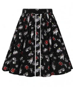 Hell Bunny Star Catcher Unicorn 60's Mini Skirt Black