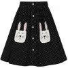 Hell Bunny Miffy Polkadot 40's Mini Skirt Black