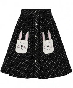 Hell Bunny Miffy Polkadot 40's Mini Skirt Black