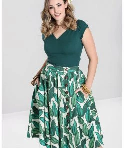 New In Hell Bunny Rainforest 50's Swing Skirt Ivory