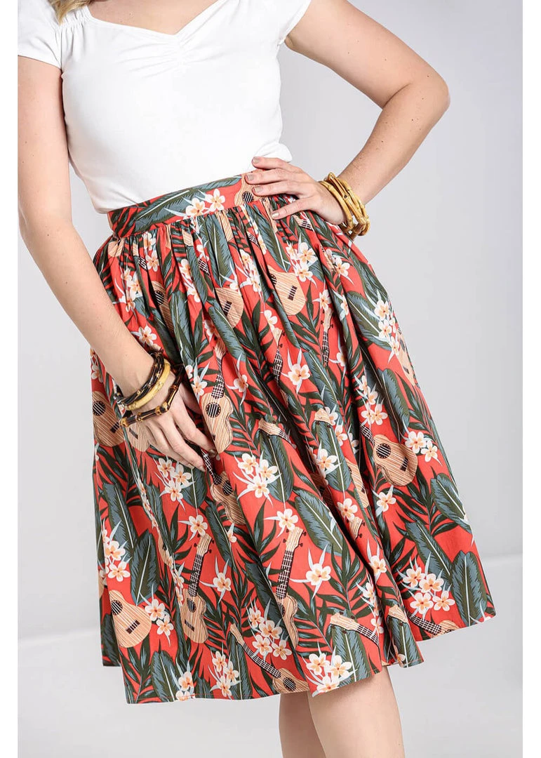 Hell Bunny Ukulele 50's Swing Skirt Orange